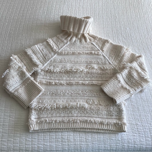 EUC Club Monaco wool mix multi texture turtleneck bulky sweater - Picture 2 of 10